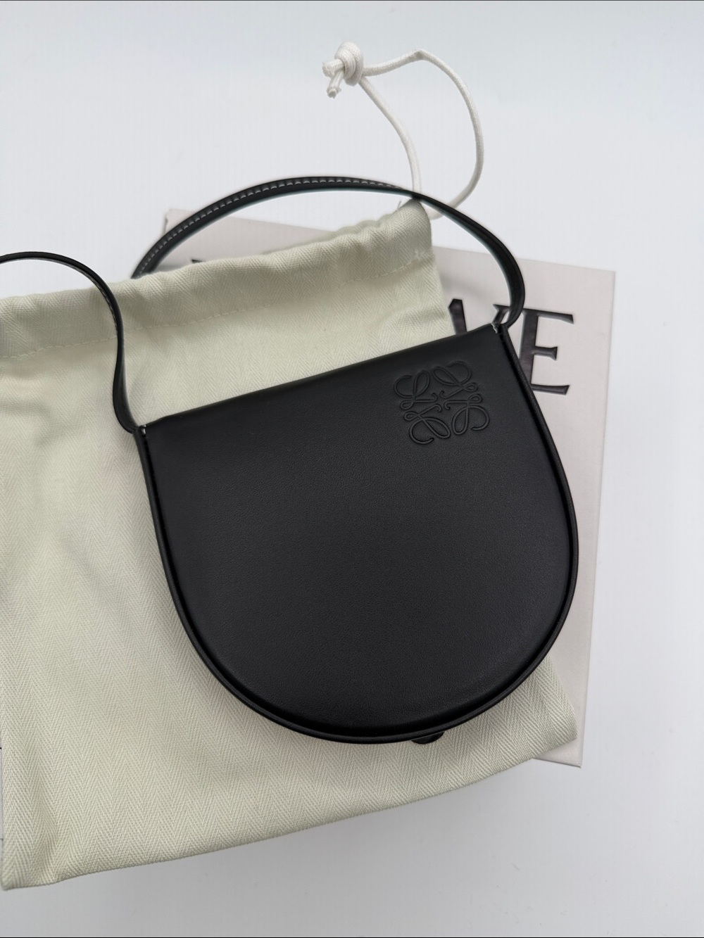 Loewe Black Leather Heel Small Pouch Crossbody